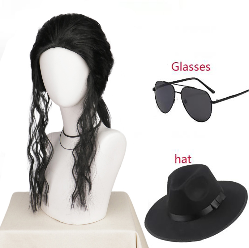 Anime Cosplay Long Black Hair - Michael Jackson Cosplay Wig Or Glasses
