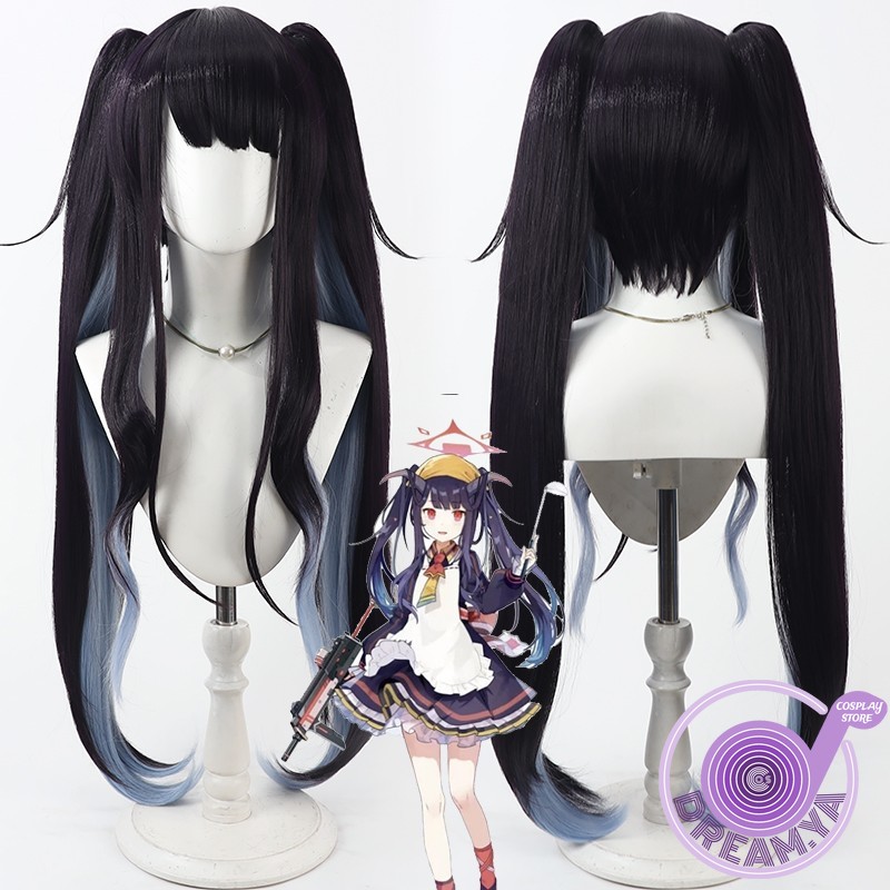 Anime Cosplay Long Black Hair - Aikiyo Fuuka Cosplay Wig Blue Archive