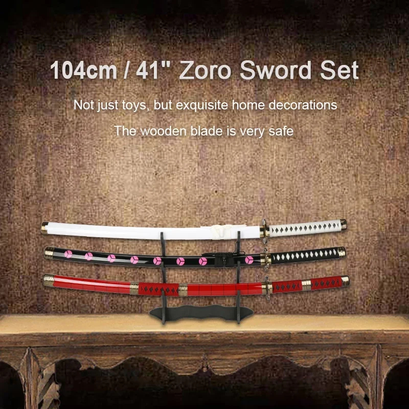 Anime Cosplay Youtube Shorts - 2026 3-pcs Roronoa Zoro Swords 104cm