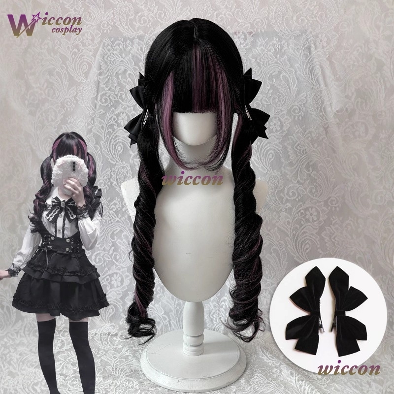 Comic ‌Black Wig with Pink Cos - đánh giá và giá Anime Cosplay Long Black Hair